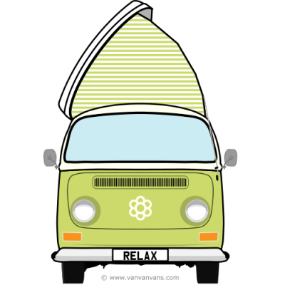 Light green VW Type 2 T2 Bay window camper without background